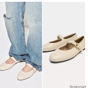 Zara Nude Leather Mary Jane Ballet Flat 
Size:EU 39